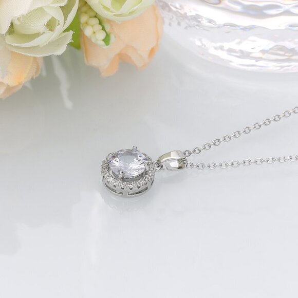 🔥 Exquisite Shiny Hollow Round CZ Dainty Pendant Necklace for Women, EVGG1105 - Picture 4 of 8